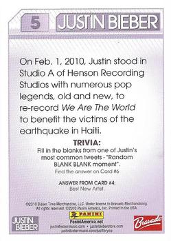 2010 Panini Justin Bieber #5 On Feb. 1, 2010, Justin stood in Studio A of H Back