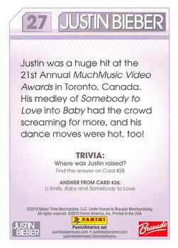 2010 Panini Justin Bieber #27 Justin was a huge hit at the 21st Annual MuchM Back