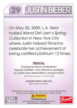 2010 Panini Justin Bieber #29 On May 20, 2009, L. A. Reid hosted Island Def Back