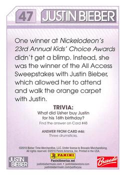 2010 Panini Justin Bieber #47 One winner at Nickelodeon's 23rd Annual Kids' Back