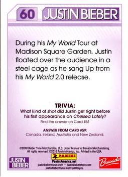 2010 Panini Justin Bieber #60 During his My World Tour at Madison Square Gar Back