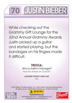 2010 Panini Justin Bieber #70 While checking out the Grammy Gift Lounge for Back