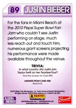 2010 Panini Justin Bieber #89 For the fans in Miami Beach at the 2010 Pepsi Back
