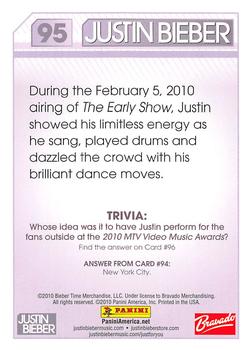 2010 Panini Justin Bieber #95 During the February 5, 2010 airing of The Earl Back