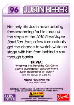 2010 Panini Justin Bieber #96 Not only did Justin have adoring fans screamin Back