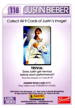 2010 Panini Justin Bieber #118 Puzzle Two 1/9 (Upper Left) Back