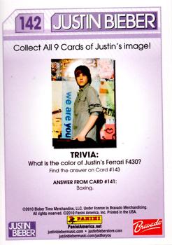 2010 Panini Justin Bieber #142 Puzzle Four 7/9 (Lower Left) Back