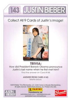 2010 Panini Justin Bieber #143 Puzzle Four 8/9 (Lower Middle) Back