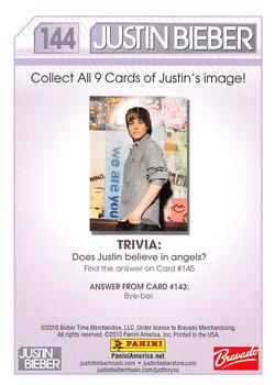 2010 Panini Justin Bieber #144 Puzzle Four 9/9 (Lower Right) Back