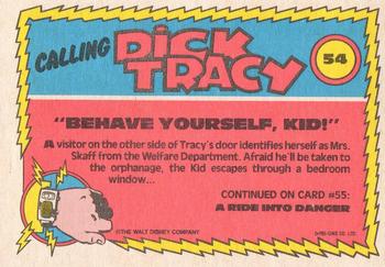1990 O-Pee-Chee Dick Tracy Movie #54 Behave Yourself, Kid! Back