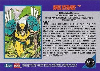 1992 Impel Marvel Universe - Holograms #H-3 Wolverine Back