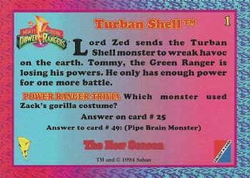 1995 Collect-A-Card Power Rangers The New Season Hobby #1 Turban Shell Back