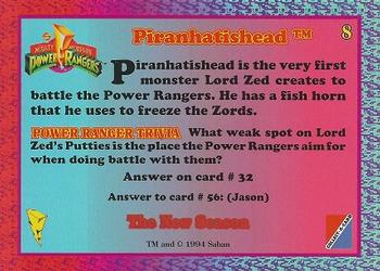 1995 Collect-A-Card Power Rangers The New Season Hobby #8 Piranhatishead Back