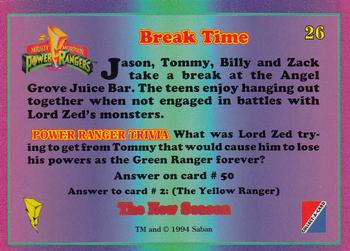 1995 Collect-A-Card Power Rangers The New Season Retail #26 Break Time Back