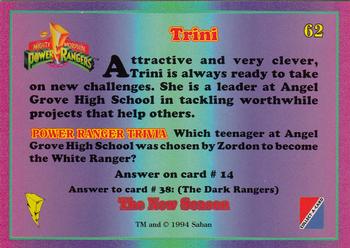 1995 Collect-A-Card Power Rangers The New Season Retail #62 Trini Back