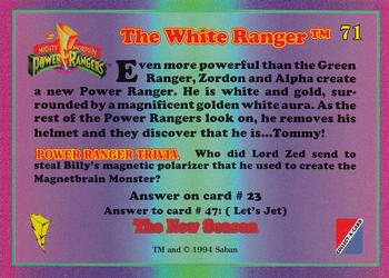 1995 Collect-A-Card Power Rangers The New Season Retail #71 The White Ranger Back