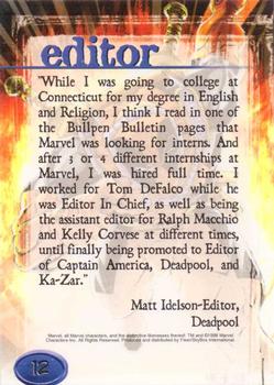 1998 Marvel Creators Collection #12 Deadpool Back