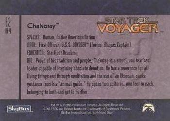 1995 SkyBox Star Trek: Voyager Season One Series Two - Embossed Crew Cards #E2 Chakotay Back
