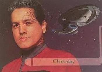 1995 SkyBox Star Trek: Voyager Season One Series Two - Embossed Crew Cards #E2 Chakotay Front