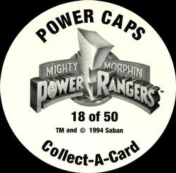 1994 Collect-A-Card Mighty Morphin Power Rangers (Walmart) - Power Caps #18 Blue Ranger Back