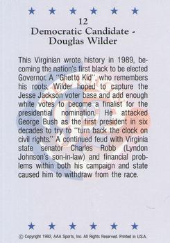 1992 Wild Card Decision '92 #12 Douglas Wilder Back