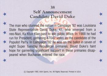 1992 Wild Card Decision '92 #38 David Duke Back