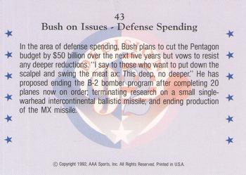 1992 Wild Card Decision '92 #43 Bush on Issues - Defense Spending Back