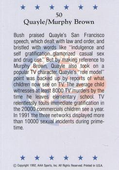 1992 Wild Card Decision '92 #50 Quayle/Murphy Brown Back