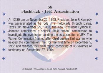 1992 Wild Card Decision '92 #58 JFK Assassination Back