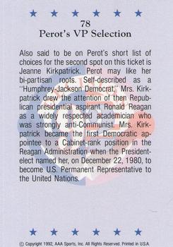 1992 Wild Card Decision '92 #78 Jeane Kirkpatrick Back