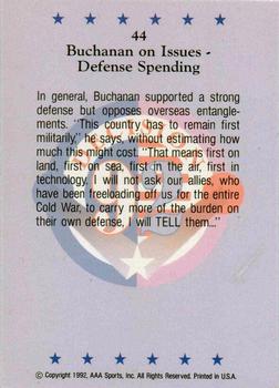 1992 Wild Card Decision '92 - 5 Stripe #44 Buchanan on Issues - Defense Spending Back