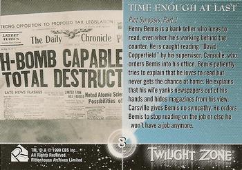 1999 Rittenhouse Twilight Zone Series 1 #8 Plot Synopsis, Part 1 - Time Enough At Last Back