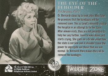 1999 Rittenhouse Twilight Zone Series 1 #39 Plot Synopsis, Part 2 - The Eye of the Beholder Back