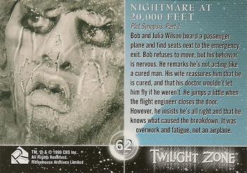 1999 Rittenhouse Twilight Zone Series 1 #62 Plot Synopsis, Part 1 - Nightmare at 20,000 Feet Back