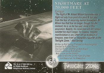 1999 Rittenhouse Twilight Zone Series 1 #66 Epilogue - Nightmare at 20,000 Feet Back
