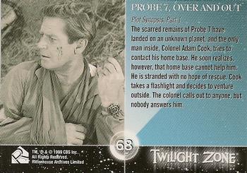 1999 Rittenhouse Twilight Zone Series 1 #68 Plot Synopsis, Part 1 - Probe 7, Over and Out Back