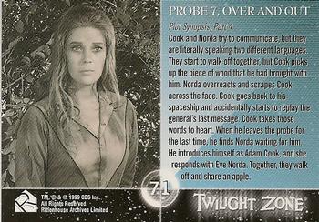 1999 Rittenhouse Twilight Zone Series 1 #71 Plot Synopsis, Part 4 - Probe 7, Over and Out Back