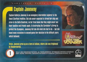 2001 Rittenhouse Women of Star Trek Voyager HoloFEX #1 Captain Janeway Back