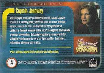 2001 Rittenhouse Women of Star Trek Voyager HoloFEX #4 Captain Janeway Back