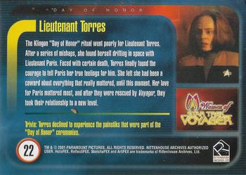 2001 Rittenhouse Women of Star Trek Voyager HoloFEX #22 Lieutenant Torres Back