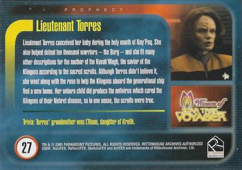2001 Rittenhouse Women of Star Trek Voyager HoloFEX #27 Lieutenant Torres Back