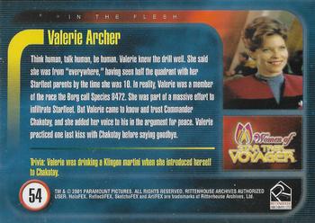 2001 Rittenhouse Women of Star Trek Voyager HoloFEX #54 Valerie Archer Back