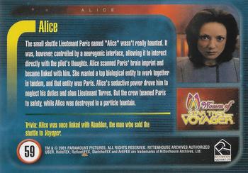 2001 Rittenhouse Women of Star Trek Voyager HoloFEX #59 Alice Back