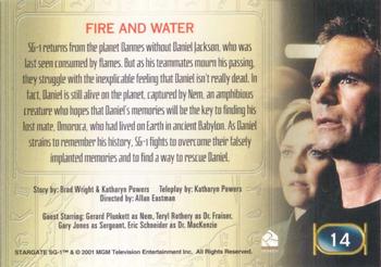 2001 Rittenhouse Stargate SG-1 Premiere Edition #14 Fire and Water Back