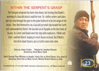 2001 Rittenhouse Stargate SG-1 Premiere Edition #23 Within the Serpent's Grasp Back