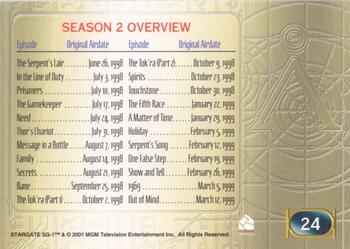 2001 Rittenhouse Stargate SG-1 Premiere Edition #24 Season 2 Overview Back