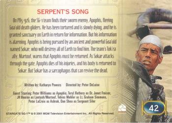 2001 Rittenhouse Stargate SG-1 Premiere Edition #42 Serpent's Song Back