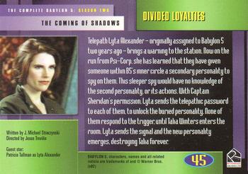 2002 Rittenhouse The Complete Babylon 5 #45 Divided Loyalties Back