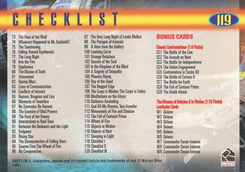 2002 Rittenhouse The Complete Babylon 5 #119 Checklist [73-120, CC1-CC9, W1-W9] Back