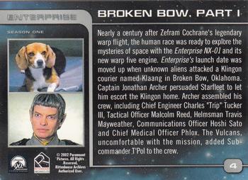2002 Rittenhouse Star Trek Enterprise Season 1 #4 Broken Bow, Part I Back